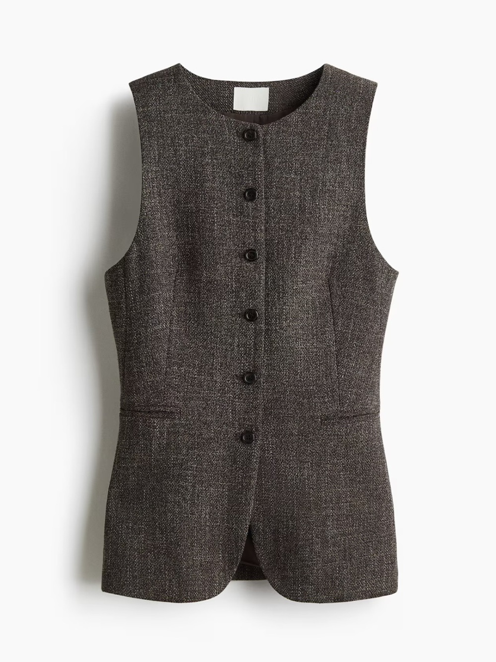 H&M Dark Charcoal Tweed Sleeveless Button-Front Vest
